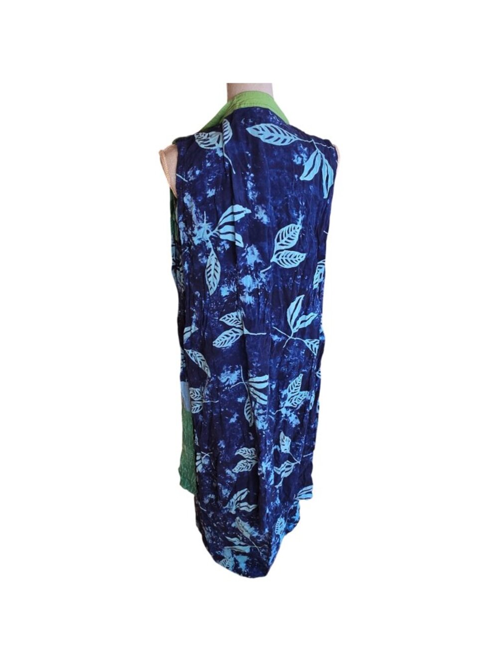 Vintage 90s The Planet Blue Floral Rayon 2pc Dress Set Boho Hippie Festival XL - Picture 3 of 14